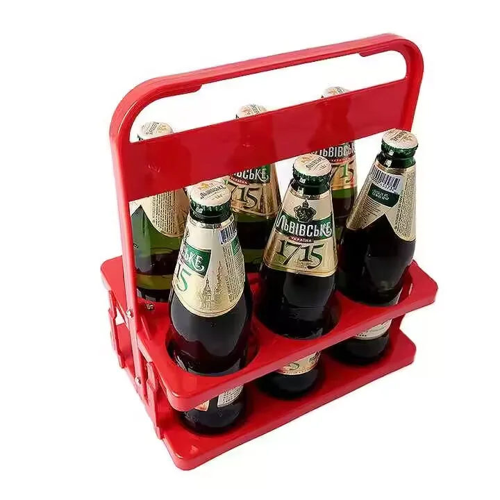 Factory Custom Printed Foldable Plastic 6 Pack Beer Bottle Carrier Wine Bottle Holder