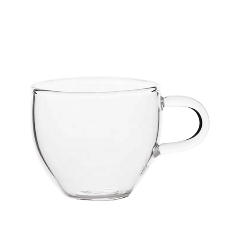 borosilicate glass coffee mug clear glass teacup with glass saucer