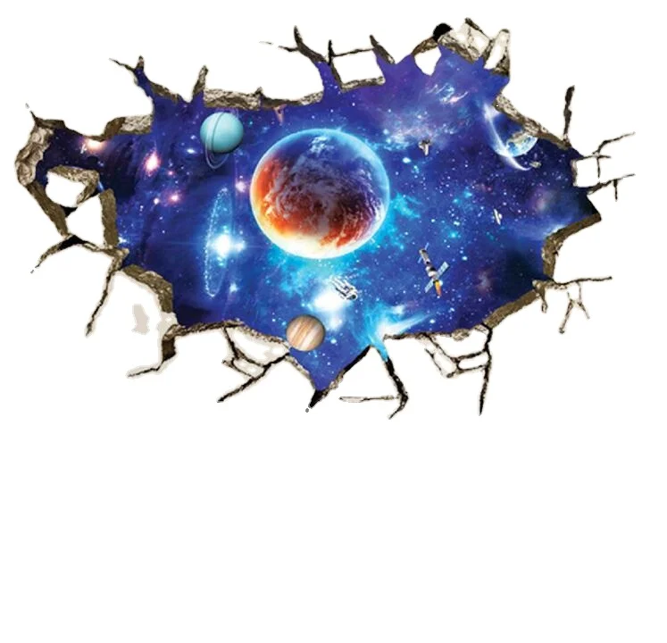3D Cosmic Galaxy Wall Decals Magic Milky Outer Space Planet Window Wall Stickers Murals Art-Themed Wallpaper Decor Home Room