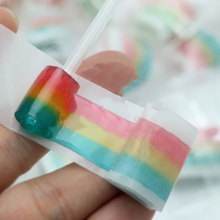 Rainbow Gummy Roll candy Halal Colorful Fruit Jelly Flavor Sugar Chinese High Quality Sweet Soft Candy Belt Individual Package