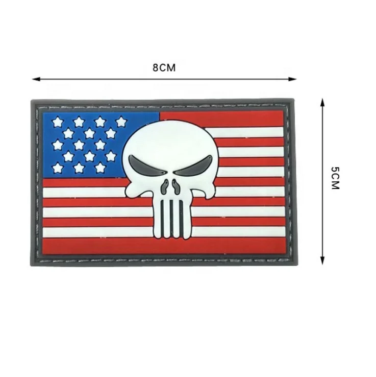 3D Soft USA flag Punisher PVC Rubber Patches military Tactical Clothing Badges with hook and loop backing