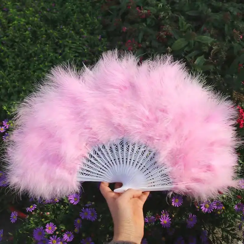 Factory Price Wholesale Rainbow Colorful Fluffy Dancing Hand turkey Feather Fans