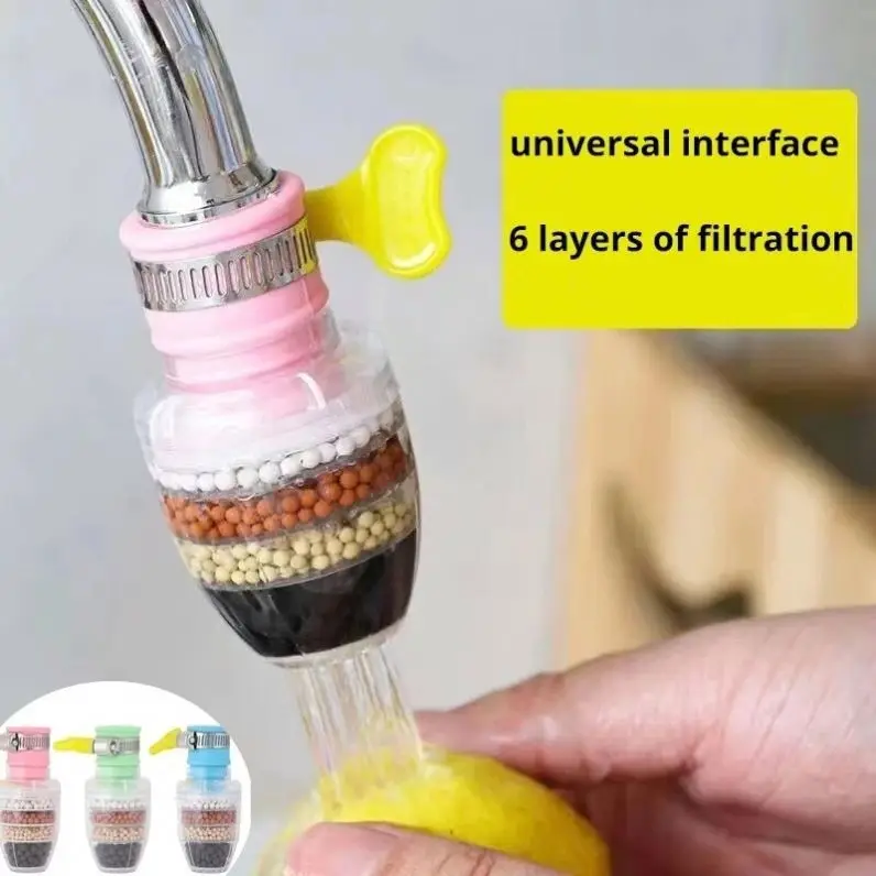 I-0243 6 Layers Healthy Active Carbon Water Filter Hard Water Softener Kitchen Tap Filter Adapter Water Faucet Filter