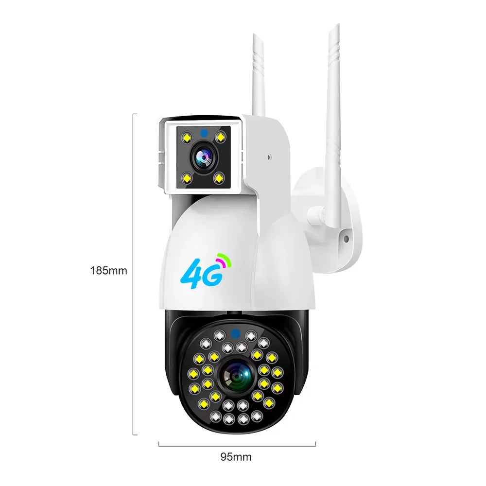 2024 Outdoor V380Pro 4G/Wifi Dual Lens V10 Human Detection System Waterproof Bullet PTZ CCTV Camera Night Vision CMOS Sensor