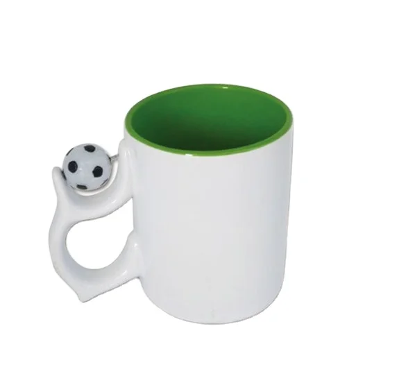 Football Handle Ceramic Mug with Sublimation Coating, Dye Sublimation Mug with Spinner Football handle