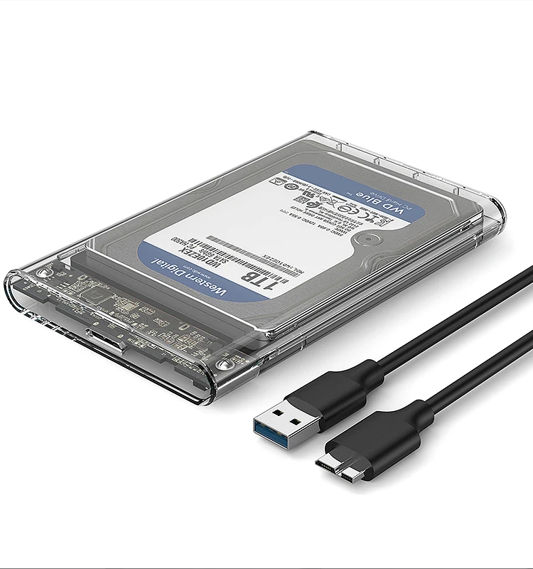 New Designed Transparent External Hdd Enclosure Plastic Usb 3.0 Sata Hdd Case