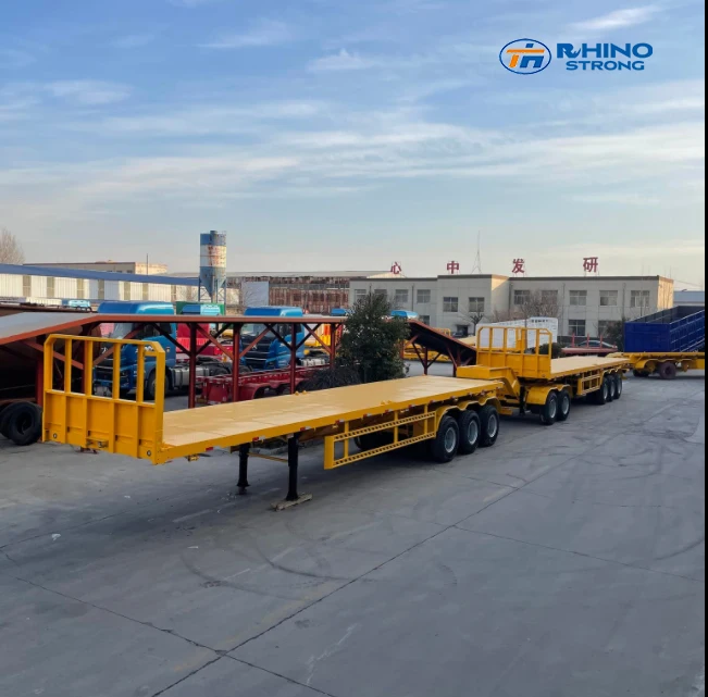 Double 20 feet 40ft Container Chassis Tri Axle Trailer Interlink Flatbed Superlink Trailer Flatdeck Super link  semi trailer