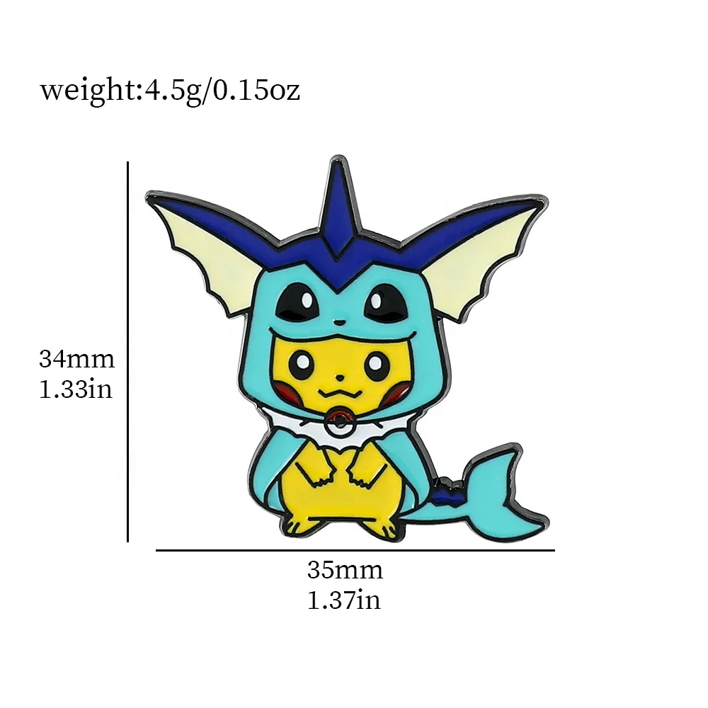 97 Designs Cute Anime Logo Badge Hat Brooch Cartoon Pokemoned Pikachu Eevee Gengar Metal Enamel Collar Brooch Pins