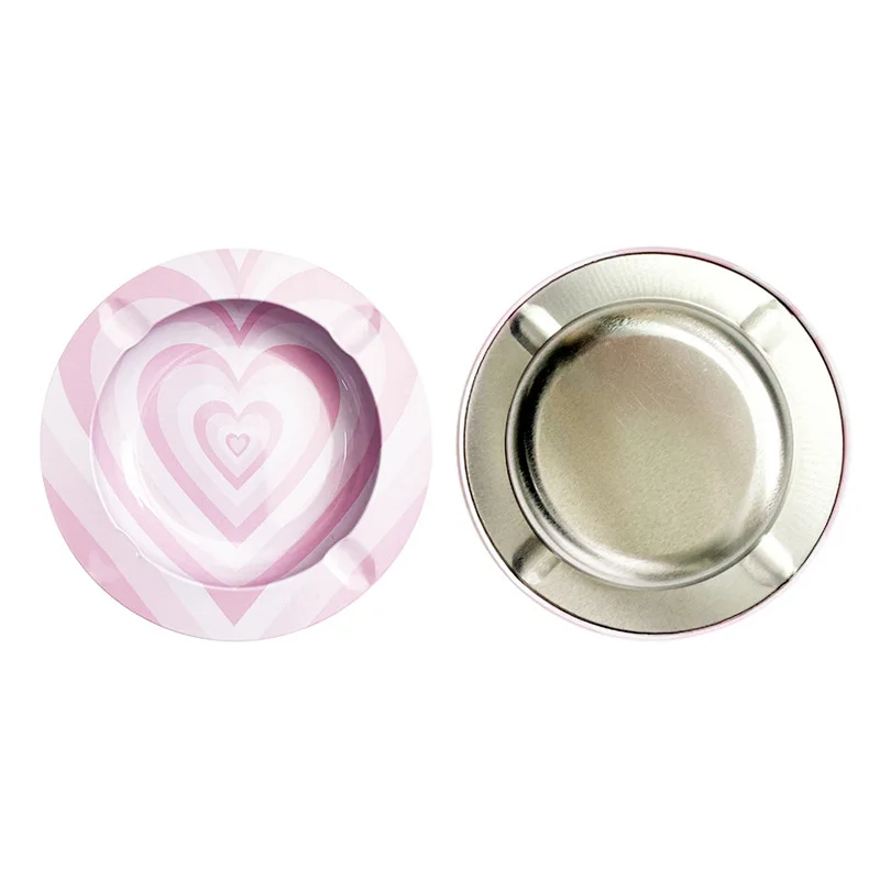 WG180 Customizable Logo Cigarette Around Tin Ashtray Home Creative Bar Printed Custom Portable Cigar Metal ashtray for Smoking