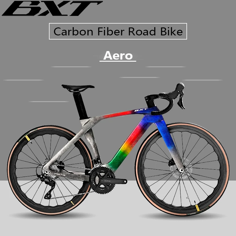 BXT 24 Speed carbon Disc Brake road Bicycle 700C carbon wheelset road Racing bike with shimano 105 R7120 Road bike Upgrade Di2
