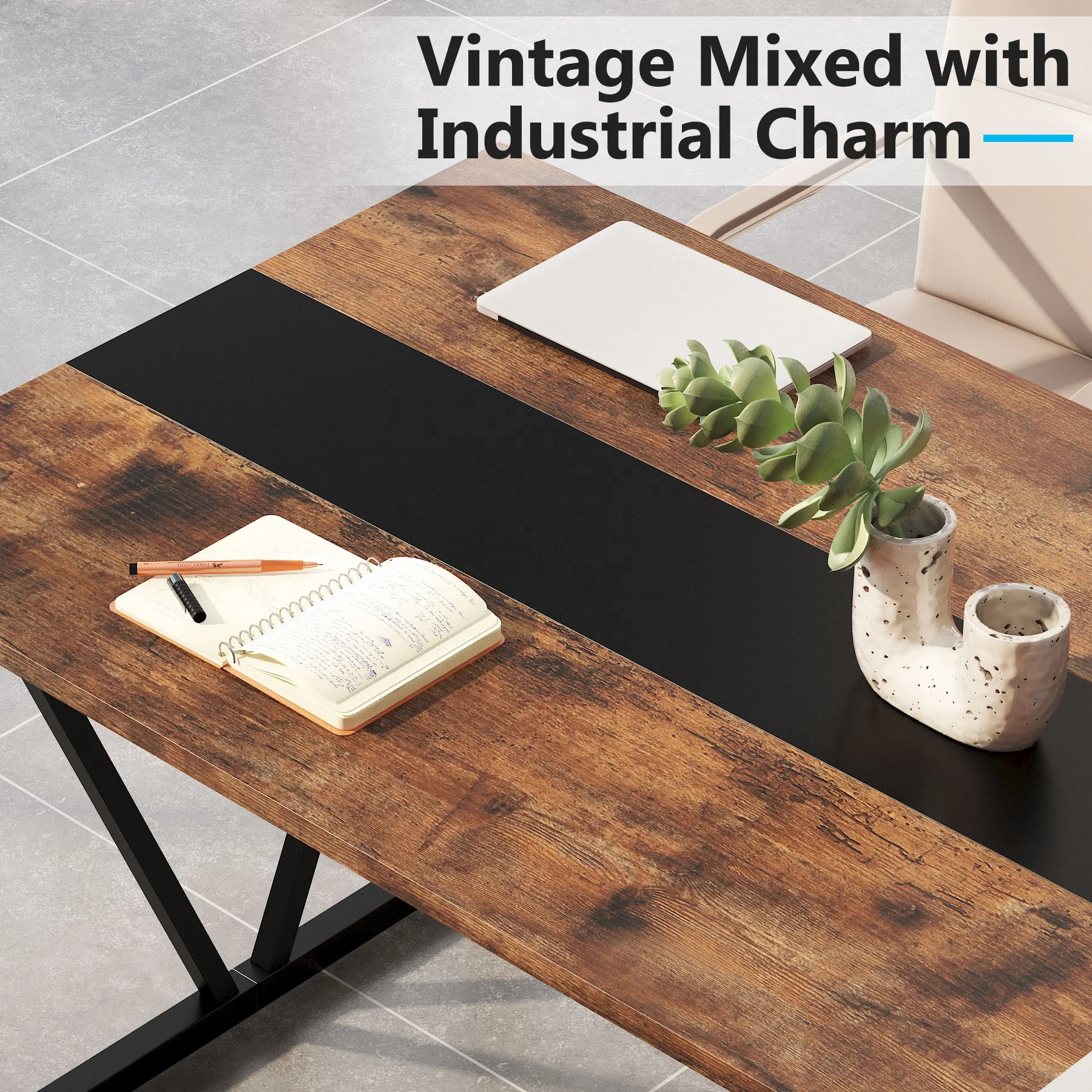 Tribesigns 6 FT Brown Conference Table Modern Meeting Seminar Table Training Table for Office Conference Room