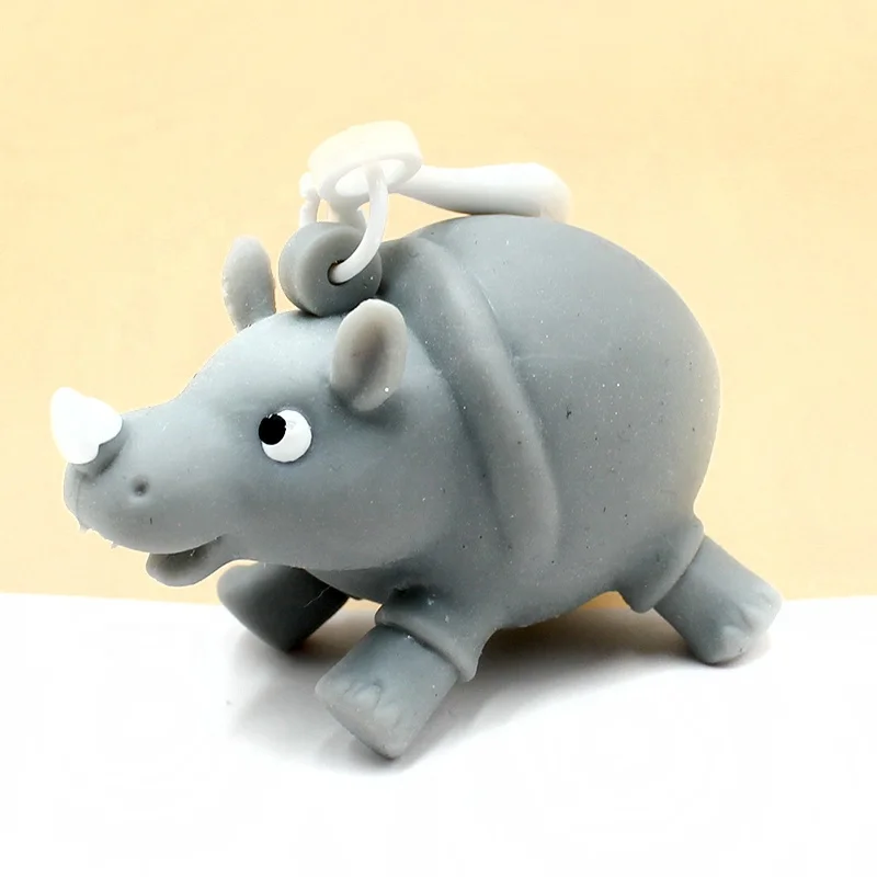 Squeeze poop plastic toys Rhinoceros keychain,good souvenir toys small capsule toy for vending machine