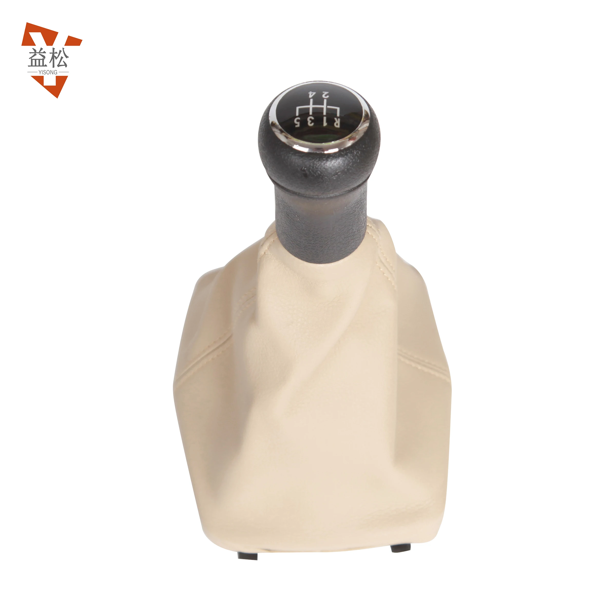 Manufacture auto parts car accessories gray/beige 5 speed leather car gear shift knob dust boot cover universal for VW POLO
