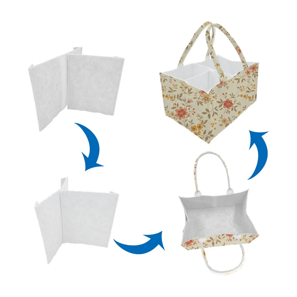 Mildream Baby Felt Nursery Organizer Basket Infant Diaper Bag with Handle Caddy Changing Nappy Storage Carrier Large Pocket