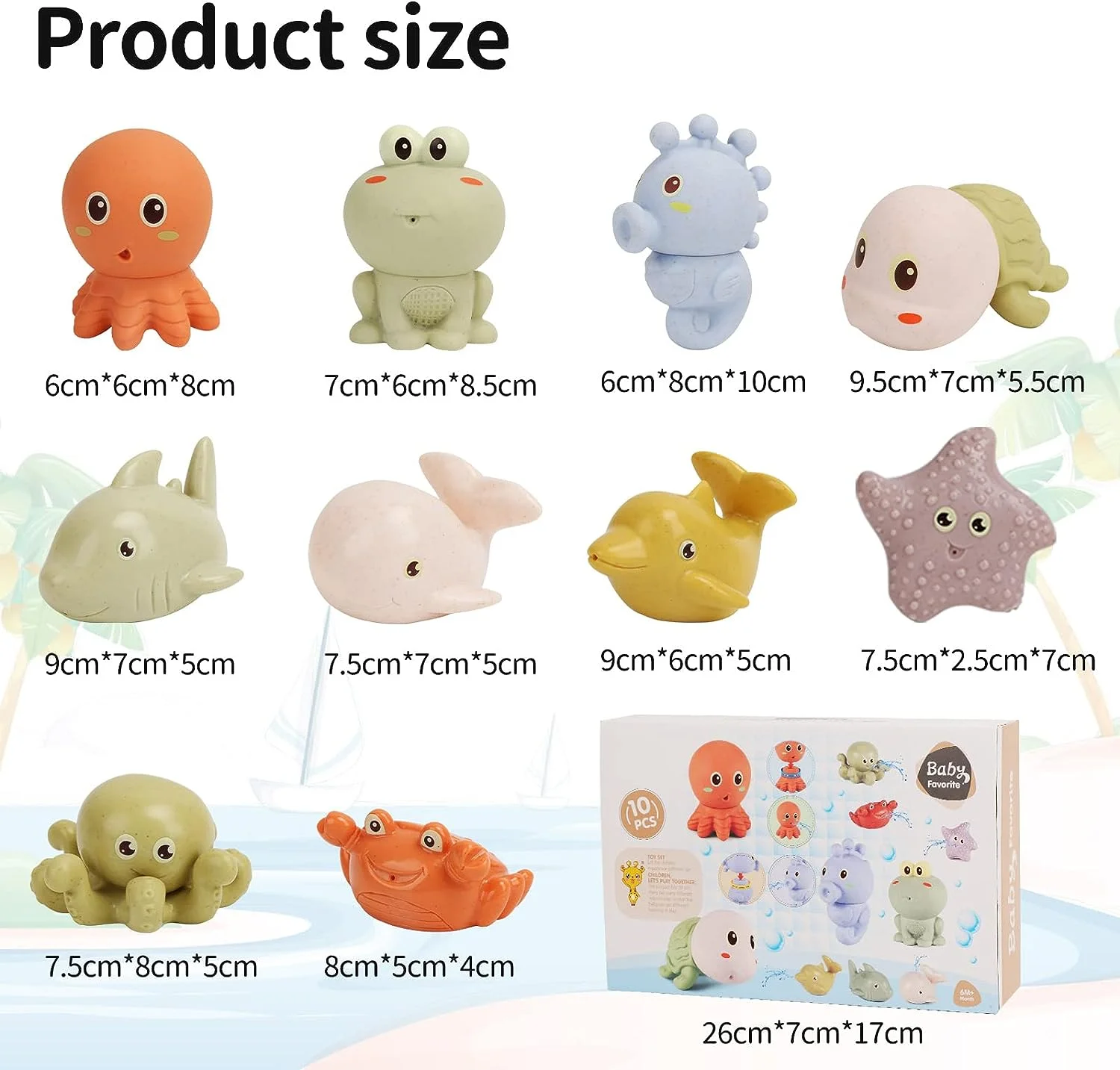 Animals Bath Squirt Toy Set for Toddler, Colorful Assorted Sea Animals Flower Floating Bathtub Toys for Baby Shower