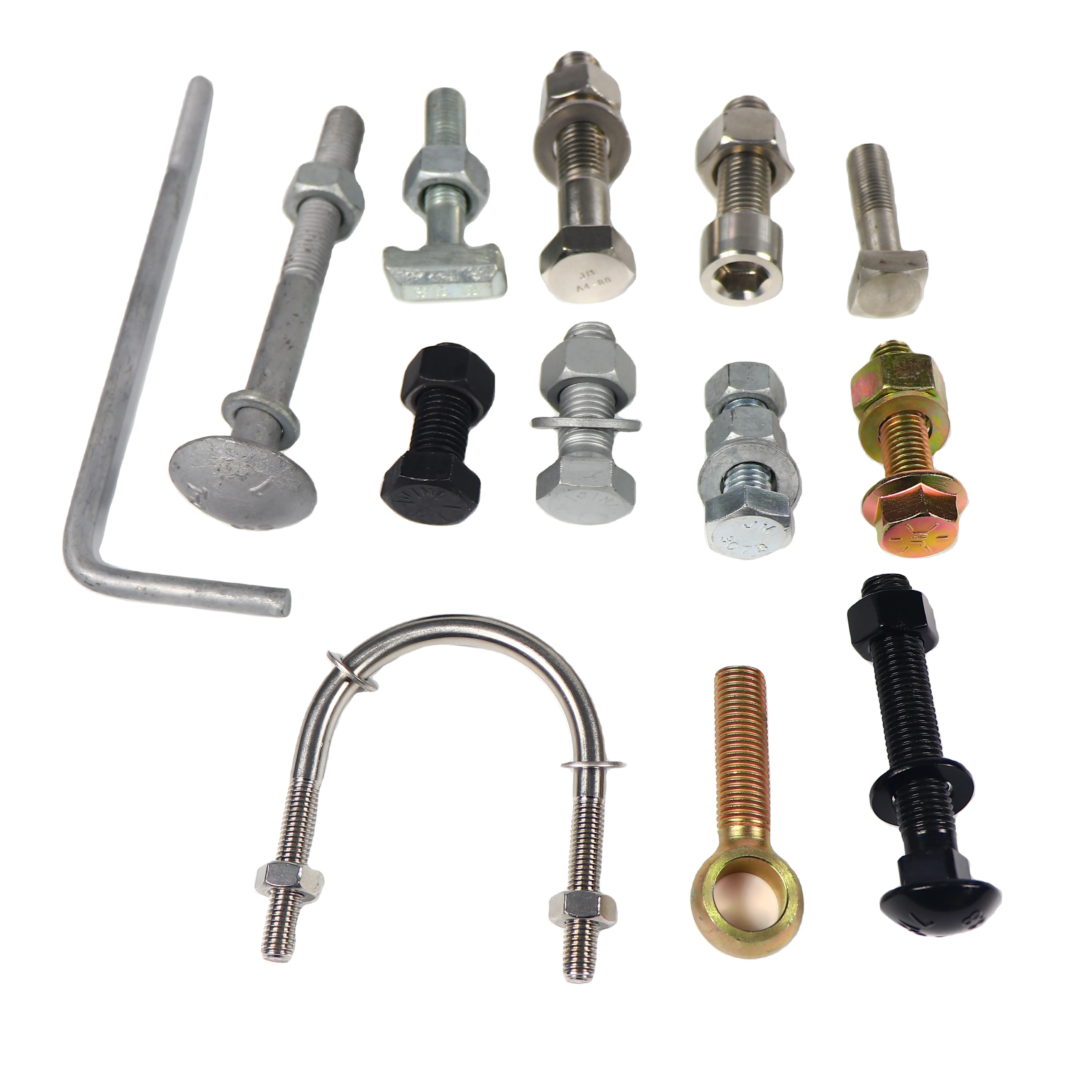 Stainless Steel 304/ 316 Hex Bolts and Nuts Zinc Plated Zinc Plated flange  bolt and carriage bolt