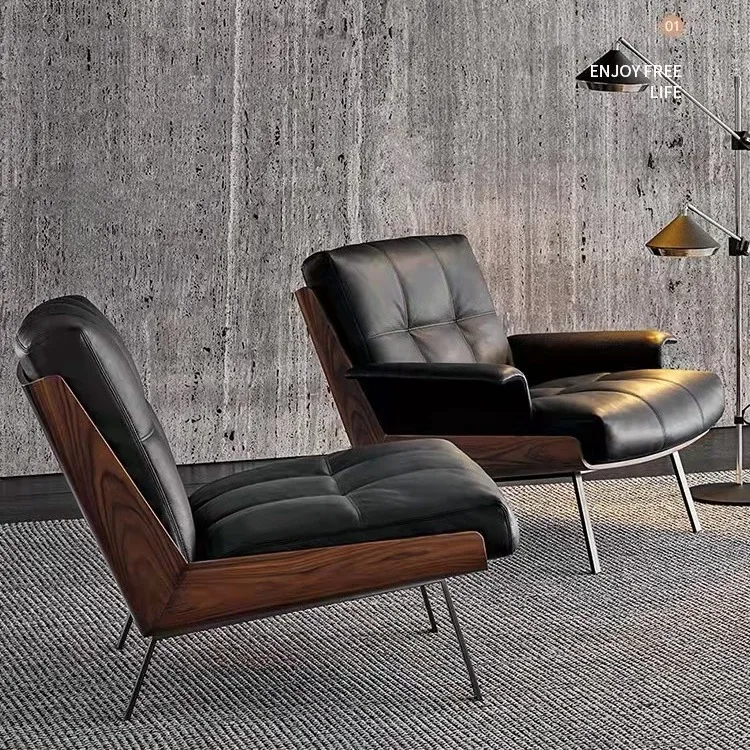 Modern Classic Genuine Vintage Leather Armchair Top Single Seat Recliner for Living Room Bedroom Hotel Leisure-for Hall Use