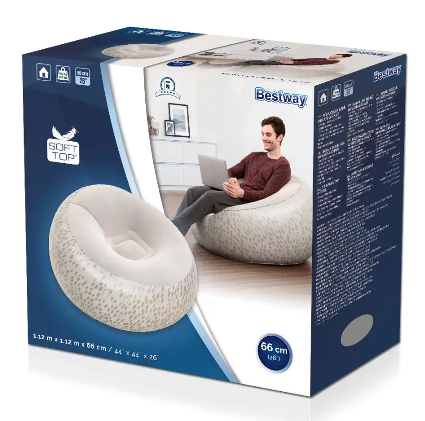 Bestway 75052 inflate-a-chair couch living room sofa air chair 1.12m x 1.12m x 66cm