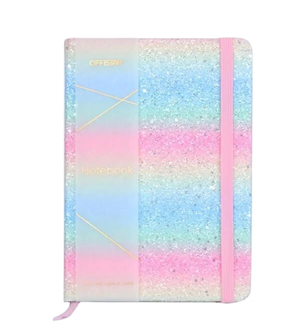 Shing Glitter School Office Notebook Stationary Notebook Journal A4 A5 With Gradient Color For Gift Students
