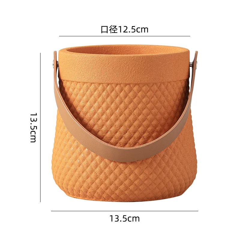 Amazon hot selling creative ceramic round flower pot balcony bonsai pot hotel home furnishing portable flower pot
