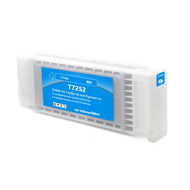 Ocbestjet 600ML Compatible Ink Cartridge T7251-T7254 T725A For Epson Surecolor F2000 F2100  With High Quality Textile Ink
