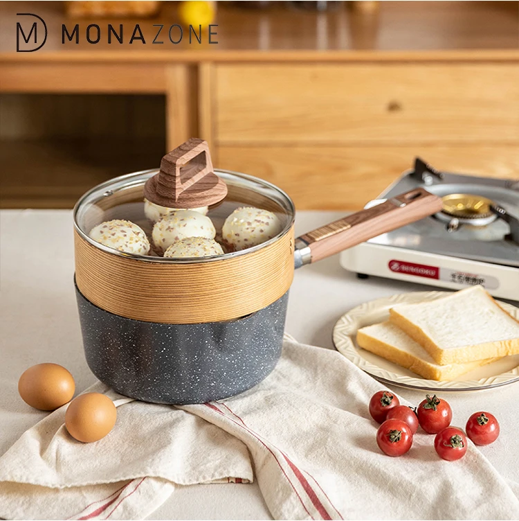 MONAZONE антипригарная Кастрюля из медицинского камня, бытовая индукционная плита, газовая плита, плоская кастрюля для приготовления пищи