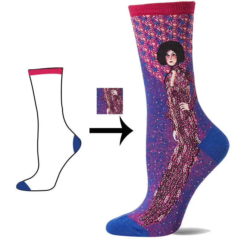 Custom Jacquard Socks Vintage Crew Unisex Designer Socks Custom Design
