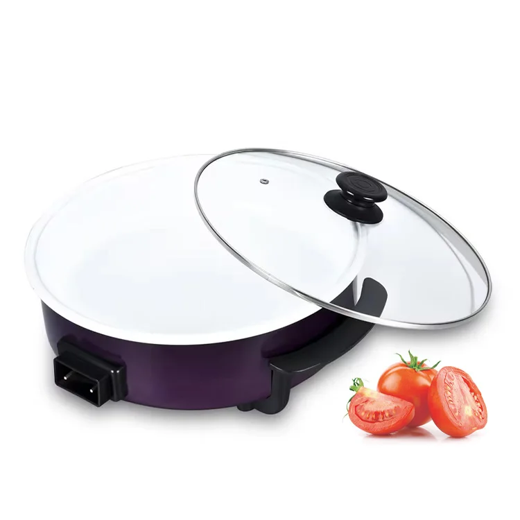 Electric Frying Pan Ceramic Coated Non Stick Pizza Pan Pot Thermostat Control Cookware 1.9L