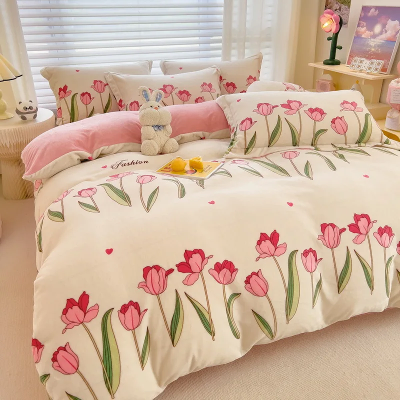OEM high-quality good price new light luxury washed 100% Cotton silk embroidery four pieces bedding set