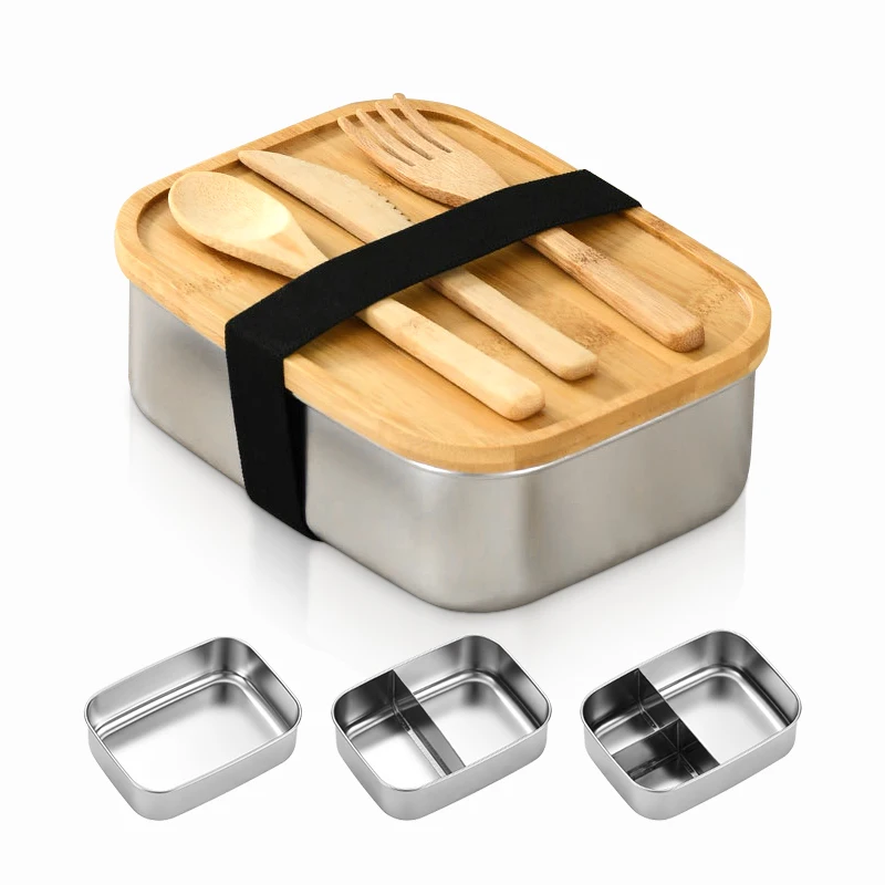 800ml 1200ml 1500ml School Kids Lunch Box Food Container Stainless Steel Thermal Lunch Box with Bamboo Lid