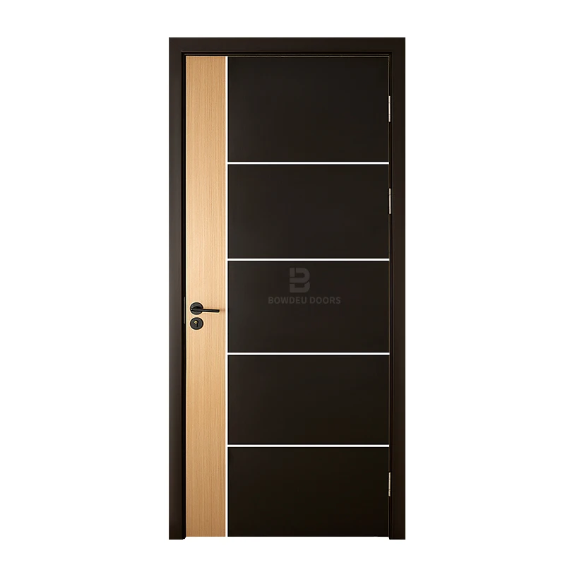 Bowdue Factory Melamine White Primer Wood Venee Door Modern Soundproof MDF Melamine Wooden Door for House