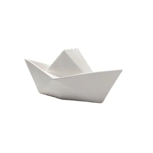 custom table decor crafts Elegant Ceramic Saling Boat Handmade Napkin Holder for wedding