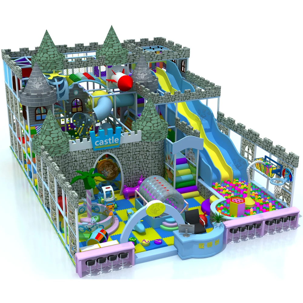 Dream customizable giant 150sq.m play area 4 levels castle theme indoor maze playroom playground equipment for kids
