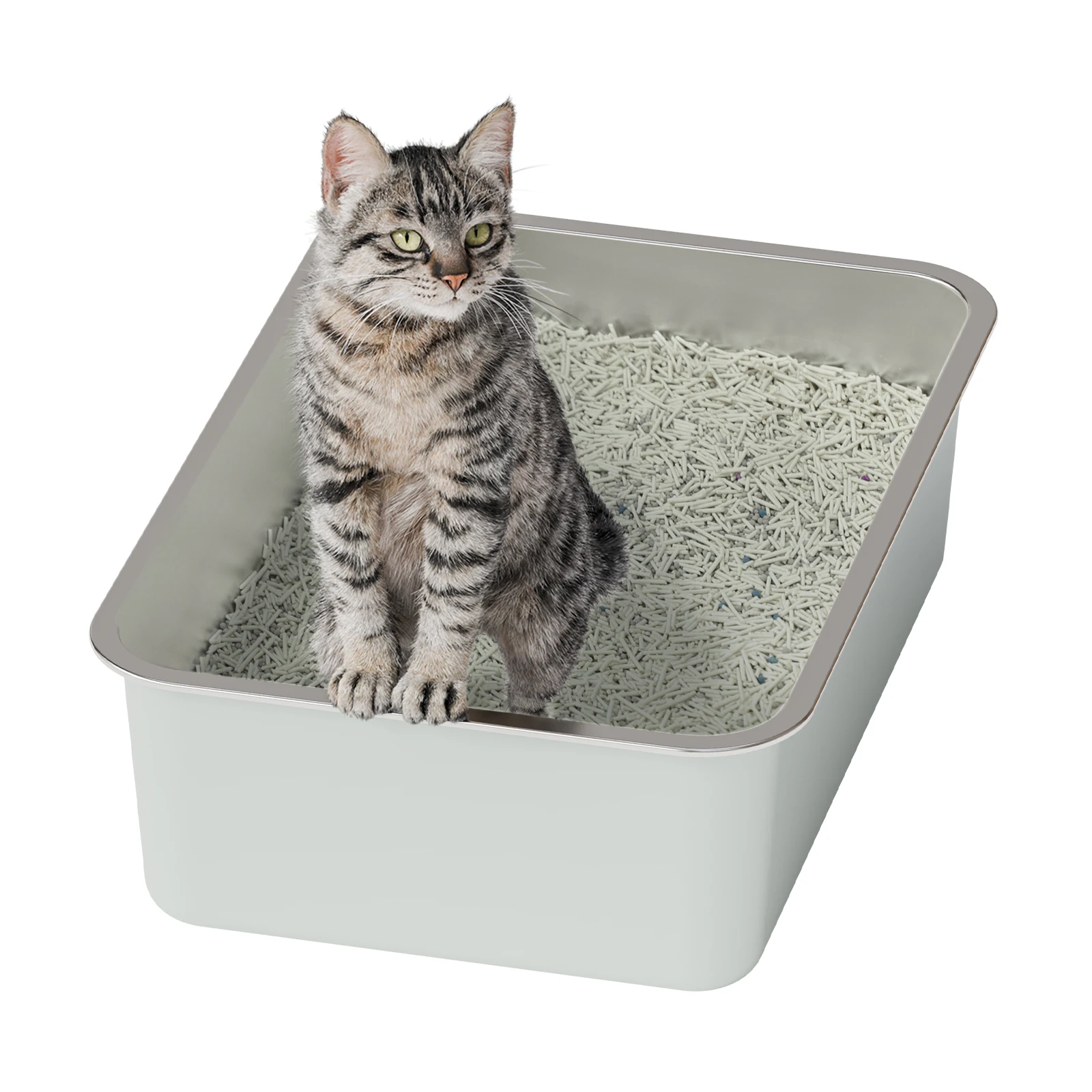 Manufacturers Wholesale Pet Supplies Powder Coated Stainless Steel Pet Litter Box Toilet