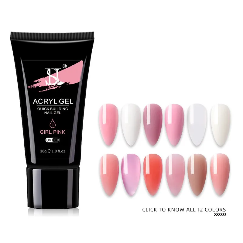 Acryl Poly Gel Supplier Professional Private Label 12 Colours Free Samples Uv Poly Gel For Nail Extension