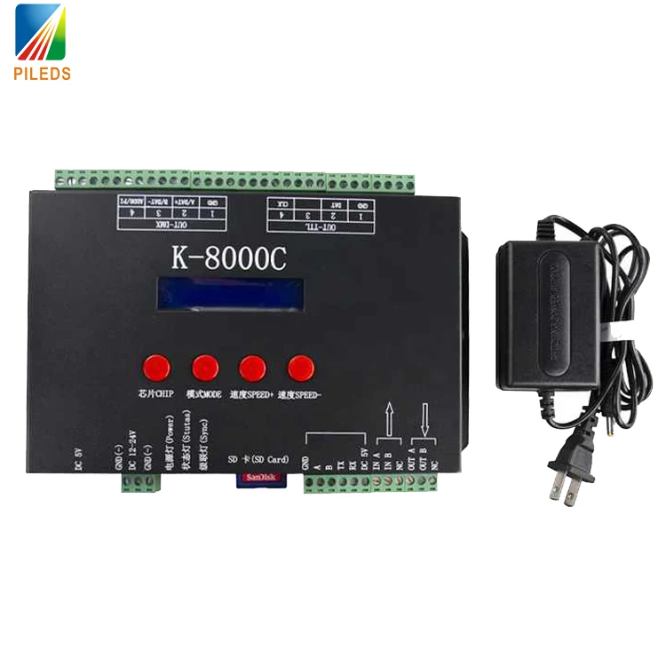 K-8000C Intelligent lighting solution offline 8ports sd card led controller LED RGB 8192 Pixels