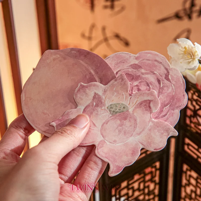 Pomegranate pattern convenience stickers Lotus shaped notepad Office message memo Student stationery sticky 1882