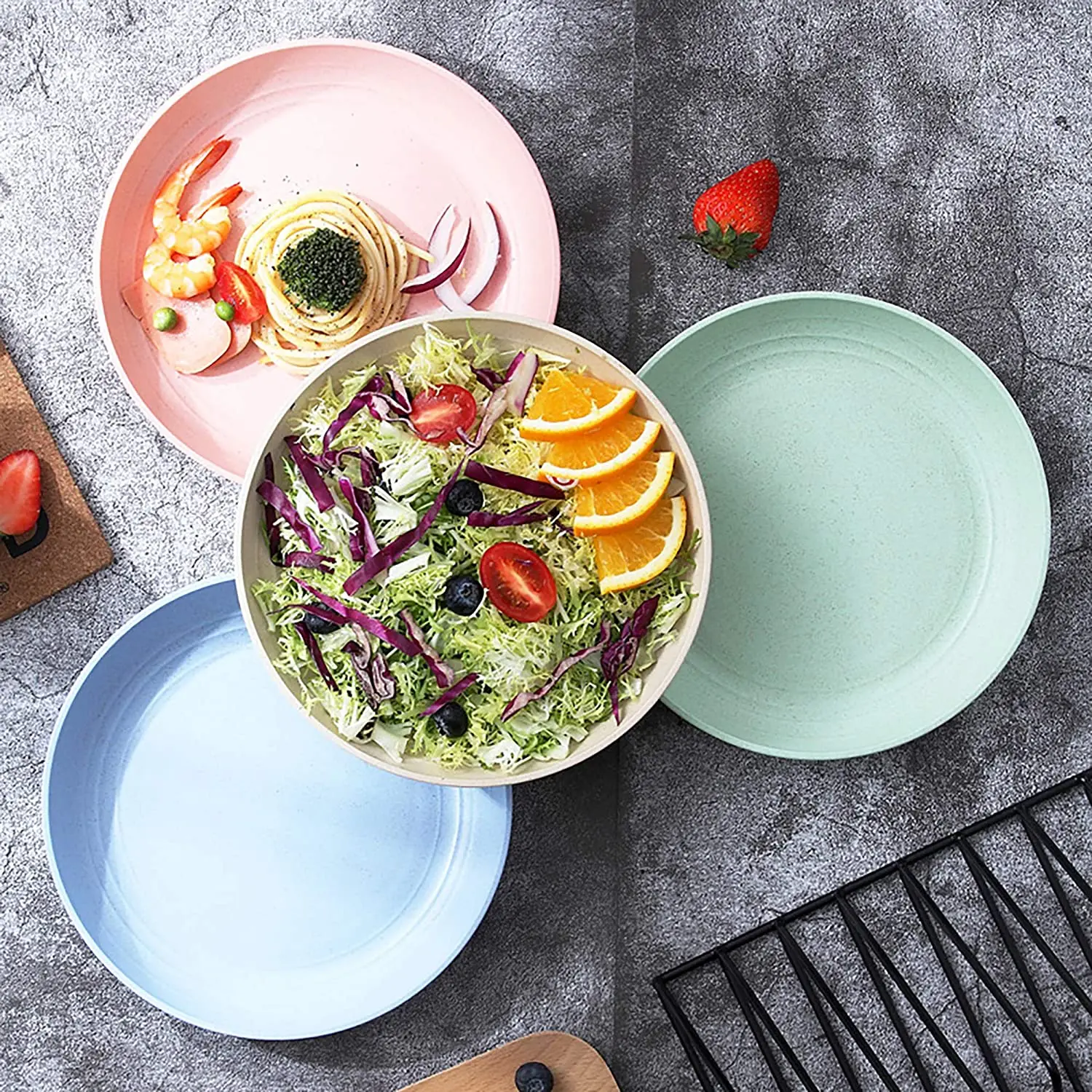 Custom Dishwasher Microwave Safe Soup Rice Bowls Plates Mugs Wheat Straw Plastic Tableware Dinnerware Sets