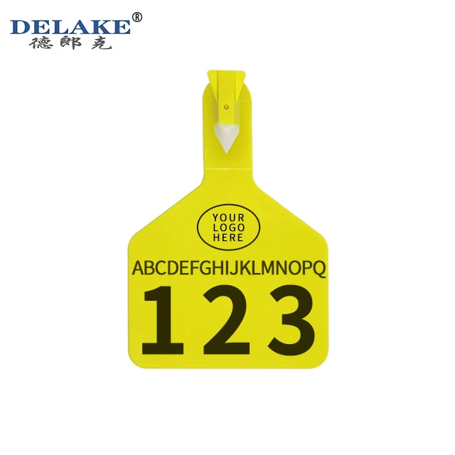 Delake High Quality Large Size Cattle Cow Ear Tag Farmer Use Ear Tag Connected One Piece Ear Tag With Applicator Pliers