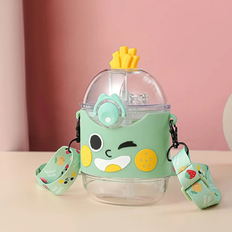 Cute French Fries Image Straw Cup Creative Plastic Cup Student Children Water Cup