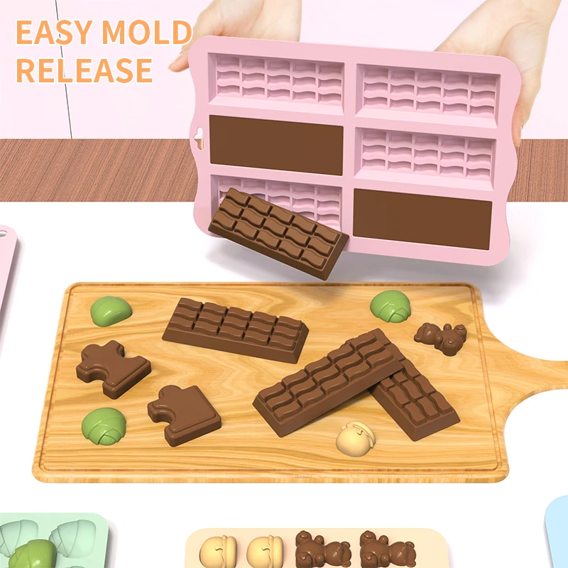 Customized Silicone Dubai Chocolate Mold moldes de silicon para Chocolates Professional 3d Mini Chocolate Candy Bar Moulds
