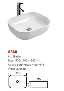 Luxury top quality bathroom ceramic counter top wash basin