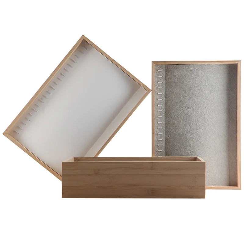 FY-48 Stackable Jewelry Organizer Trays 20 Hooks Necklace Chains Display Storage Trays Holder