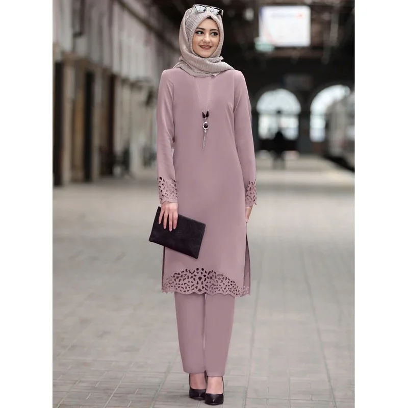 Latest designs 2pcs set women Islamic clothing oem family set baju kurung in malaysia