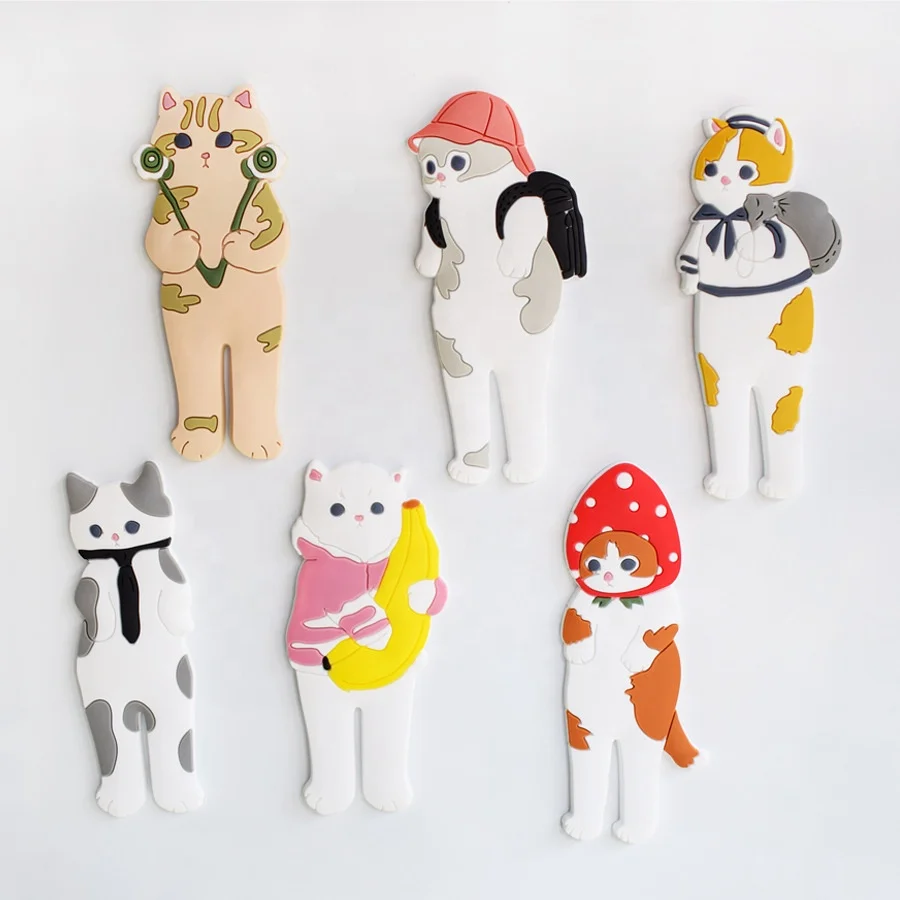 Popular animal cat magnetic refrigerator hook strong non - trace cartoon cat magnetic hook fridge magnet