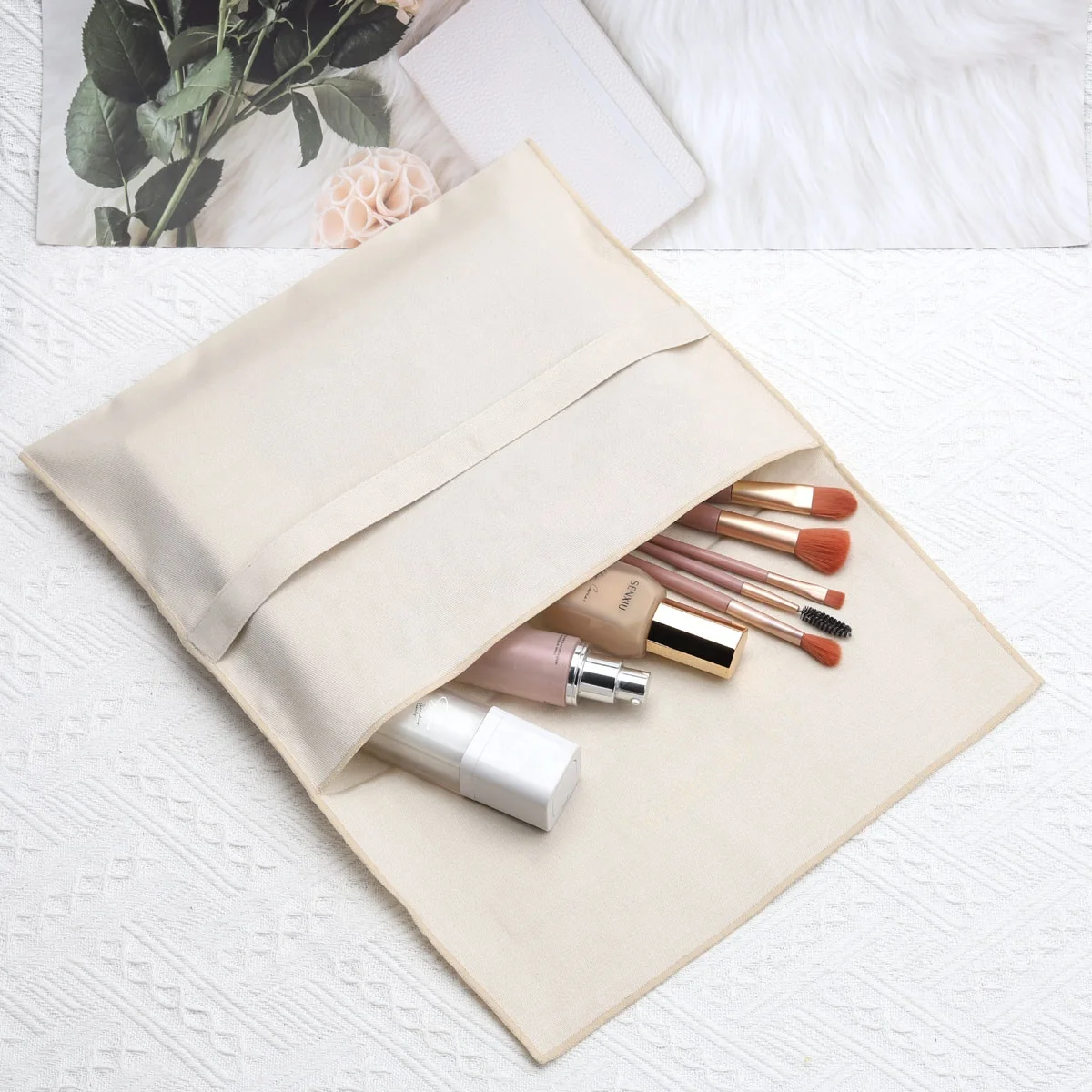 Eco-Friendly Natural Twill Cotton Flap Dust Bag For Clothes Custom Logo Printed Shoe Dress Pillow Packing Envelope Muslin Pouch