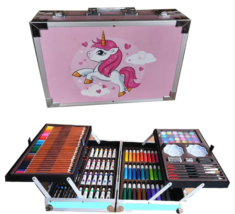 Christmas Gift Arts and Crafts Supplies Art Set 145 Pcs with Portable Aluminum Box