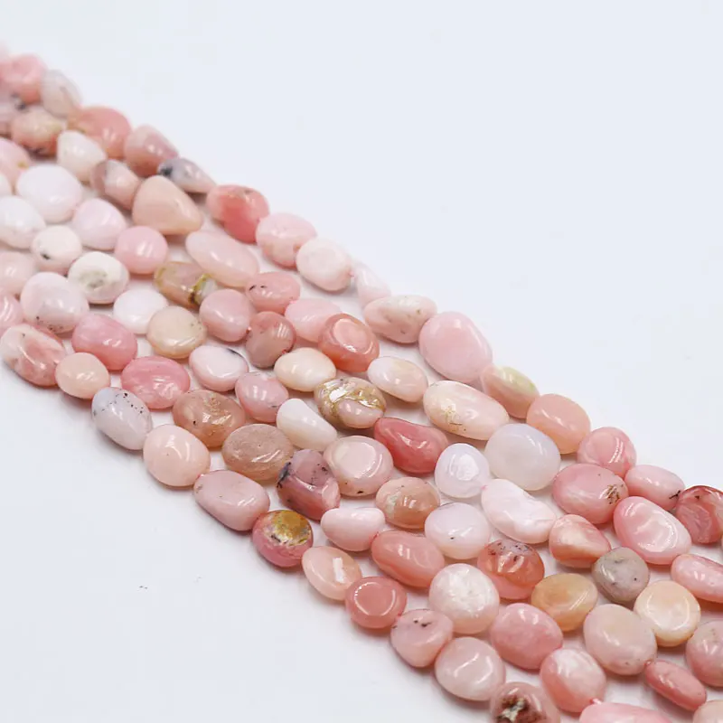 Hot Selling Beads For Jewelry Making Handmade Craft Natural Peru Pink Opal Black Dot Polished Gemstone Loose Beads 15.5