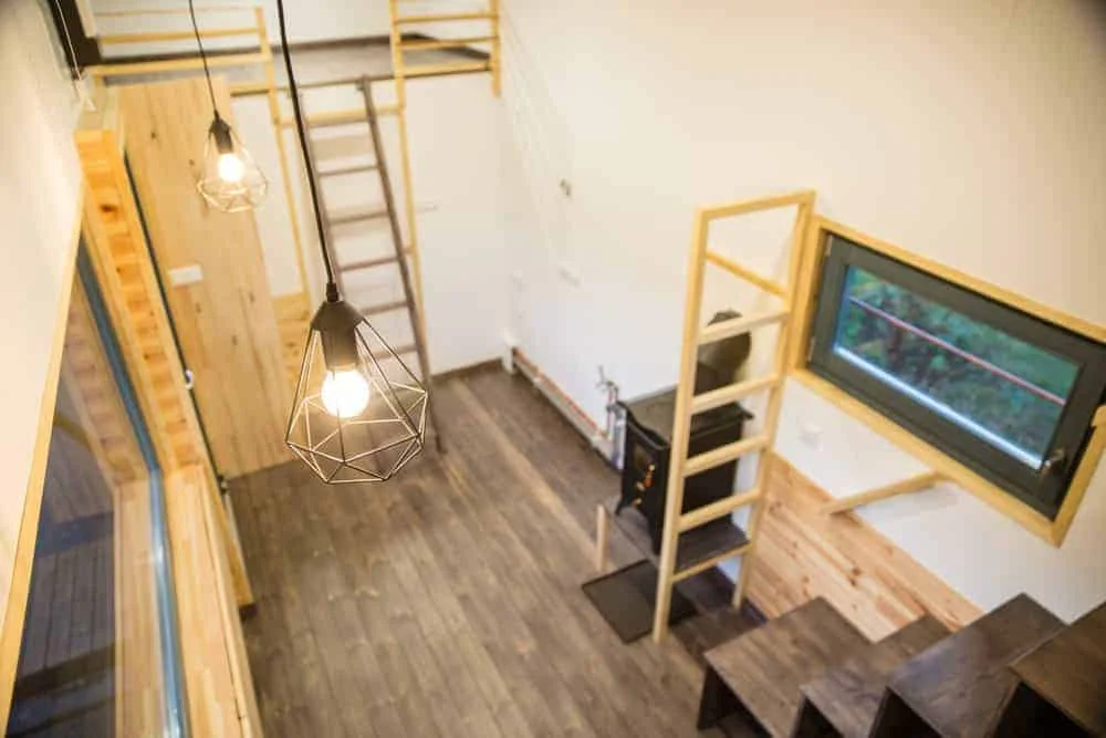 Fully equipped wooden prefabricated green tiny home mobile trailer houses