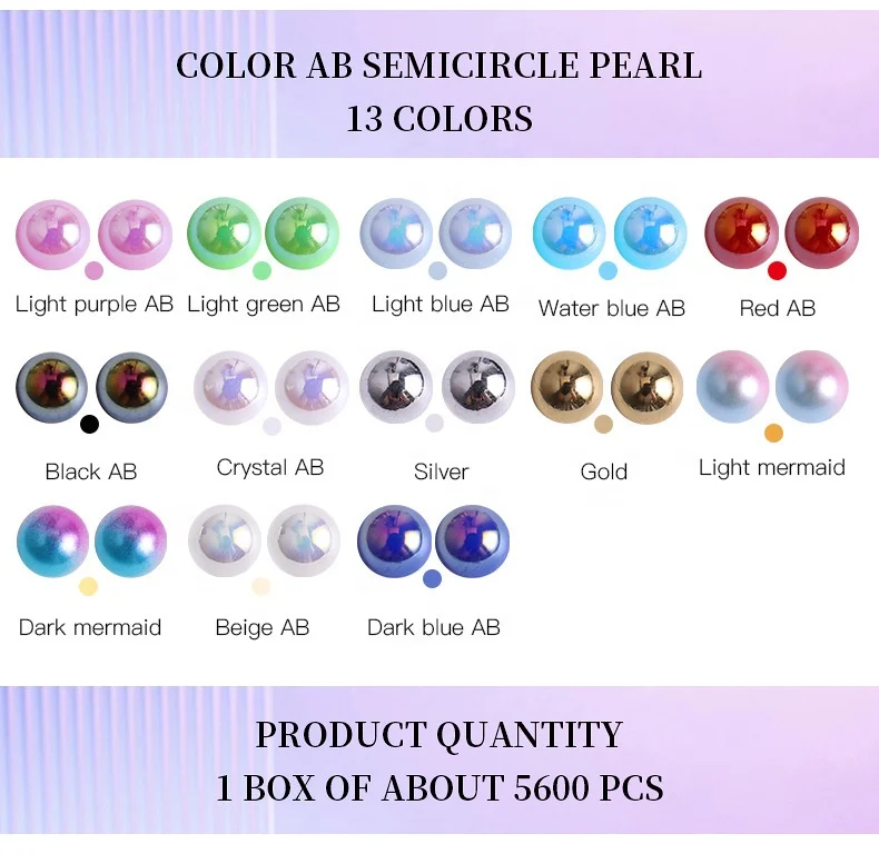 7 Grid Flower Box Pearl Manicure Flat Colorful AB Semicircle Pearl Diamond 5600PCS/Box Nail Art Rhinestone Jewelry Decorations